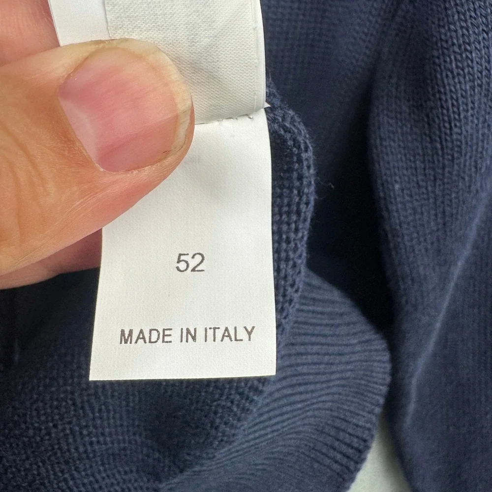 Brunello Cucinelli Mens Navy Blue 100% Cotton Mock Neck Sweater Small Thick